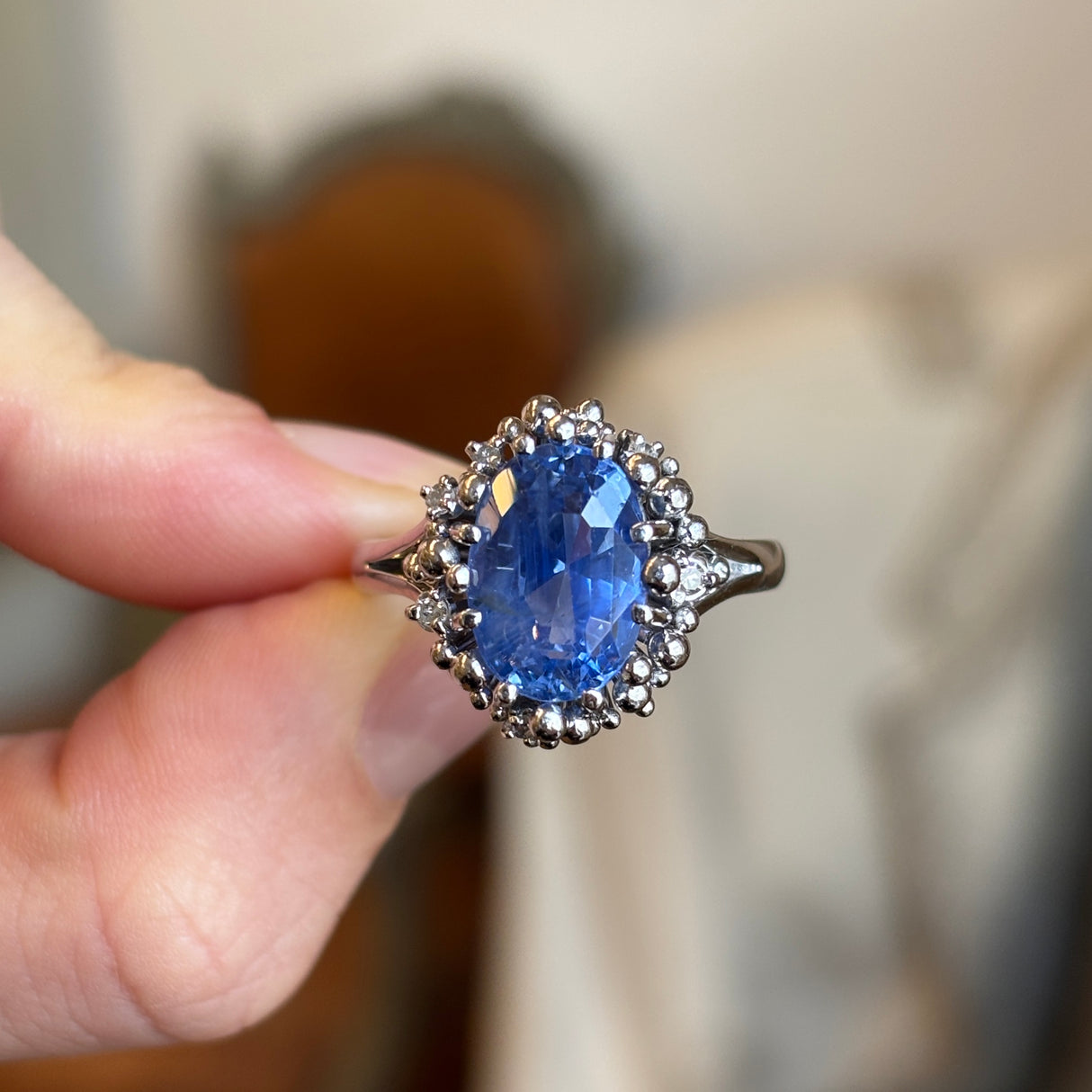 Vintage, 1960s brutalist 6.5ct ceylon sapphire ring