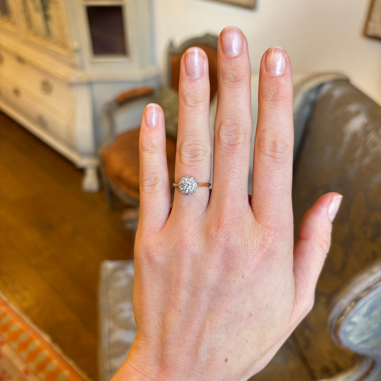 Antique, Edwardian diamond daisy cluster ring