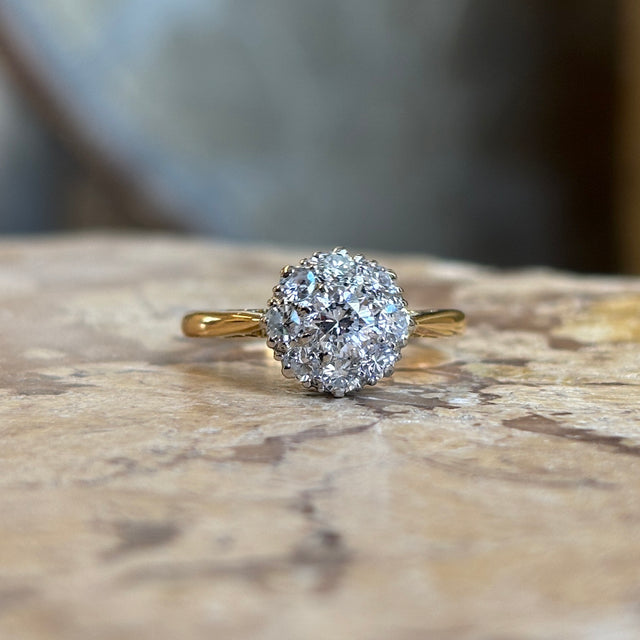 Antique, Edwardian diamond daisy cluster ring
