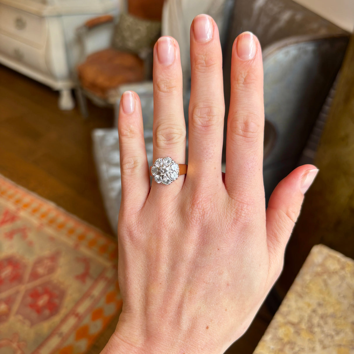 Vintage, 1980s diamond cluster ring