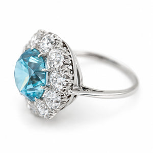 Antique, Edwardian zircon and diamond cluster cocktail ring