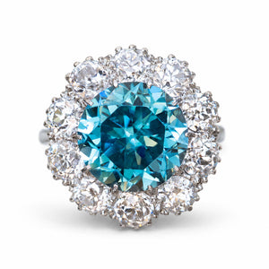 Antique, Edwardian zircon and diamond cluster cocktail ring