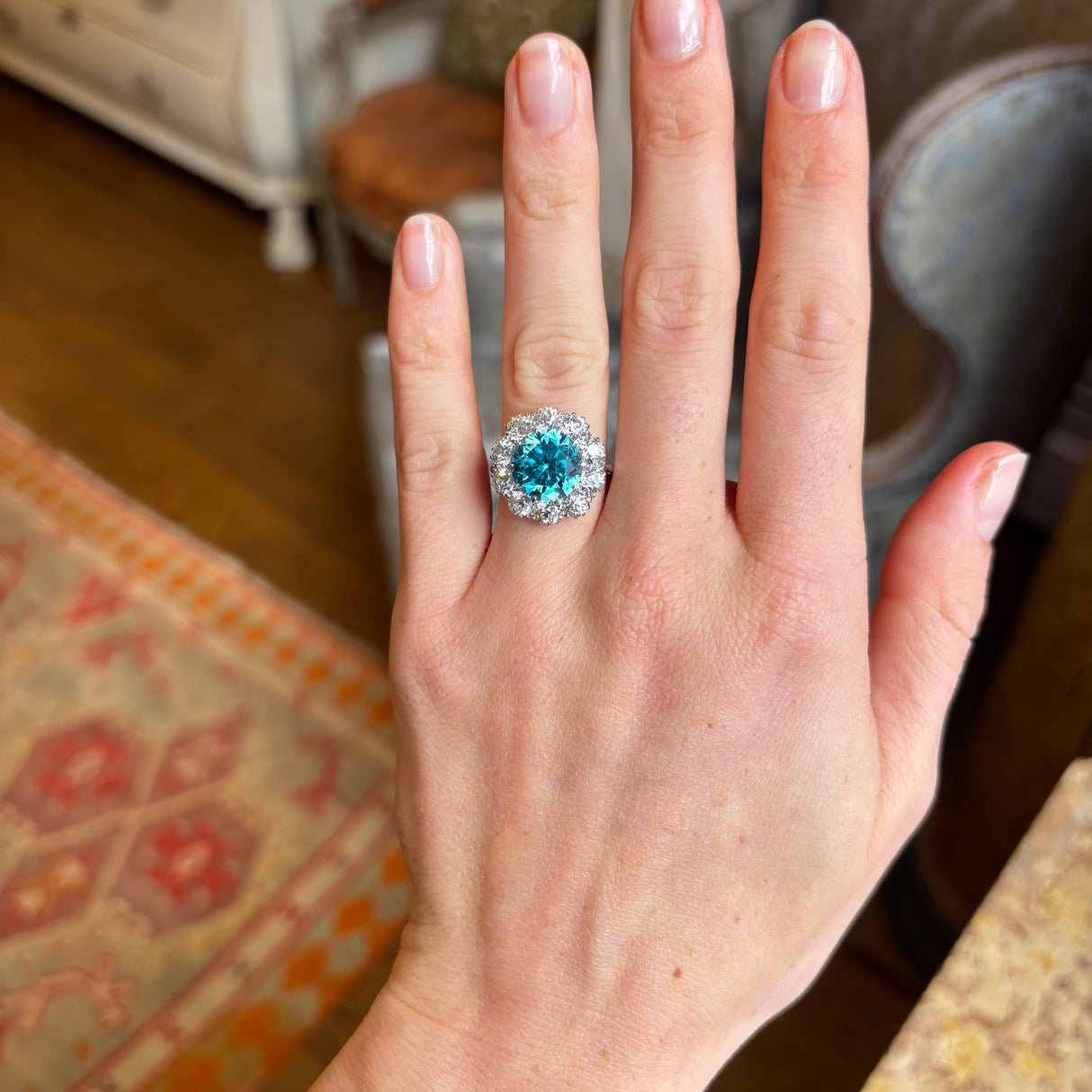 Vintage, 1980s zircon & diamond cluster cocktail ring