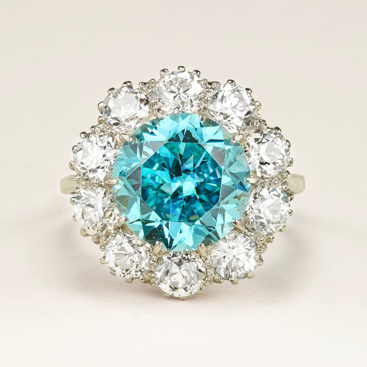 Antique, Edwardian, zircon & diamond cluster cocktail ring