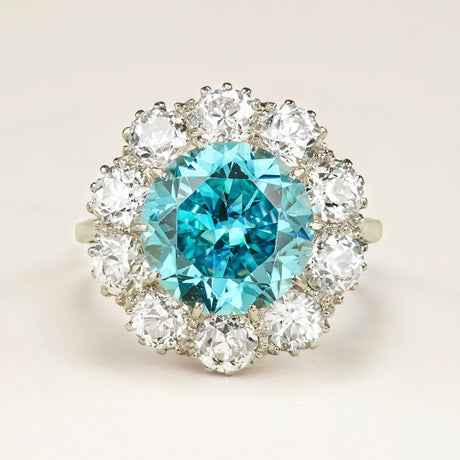 Antique, Edwardian, zircon & diamond cluster cocktail ring