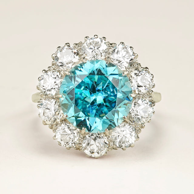 Antique, Edwardian, zircon & diamond cluster cocktail ring