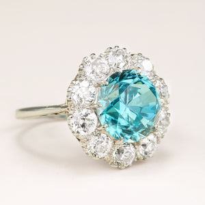 Antique, Edwardian, zircon & diamond cluster cocktail ring