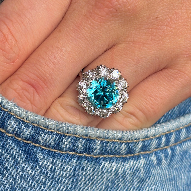 Vintage, 1980s zircon & diamond cluster cocktail ring