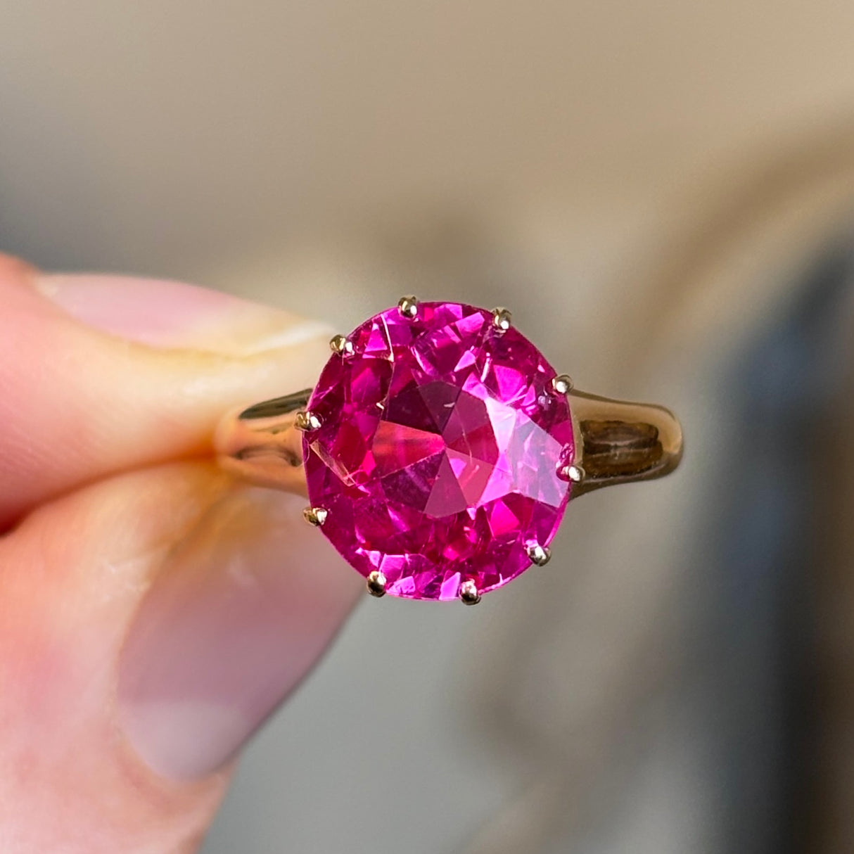 Antique, Victorian pink tourmaline single-stone ring