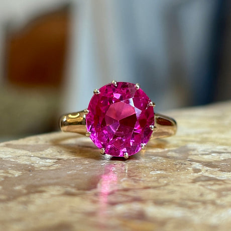 Antique, Victorian pink tourmaline single-stone ring