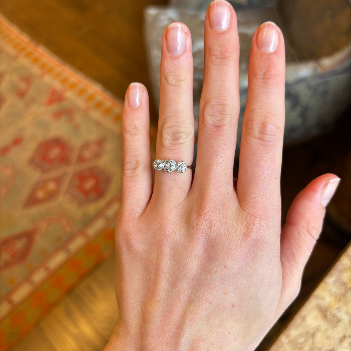 Vintage, 1950s three-stone diamond ring