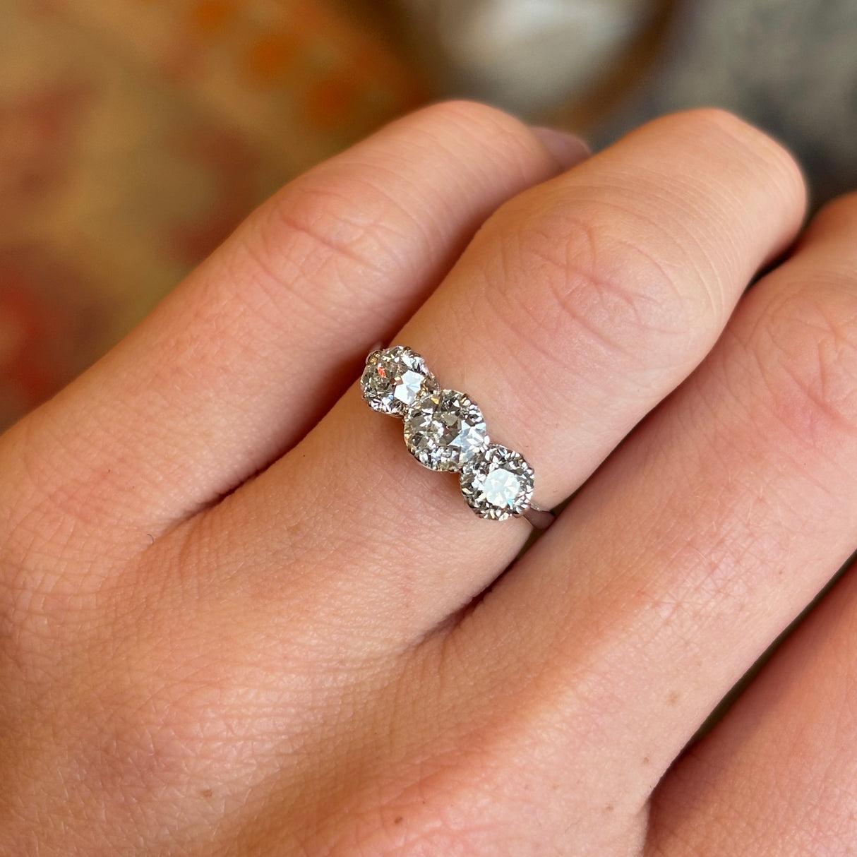 Vintage, 1950s three-stone diamond ring