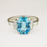 Vintage, Art Deco Garrard aquamarine & diamond ring