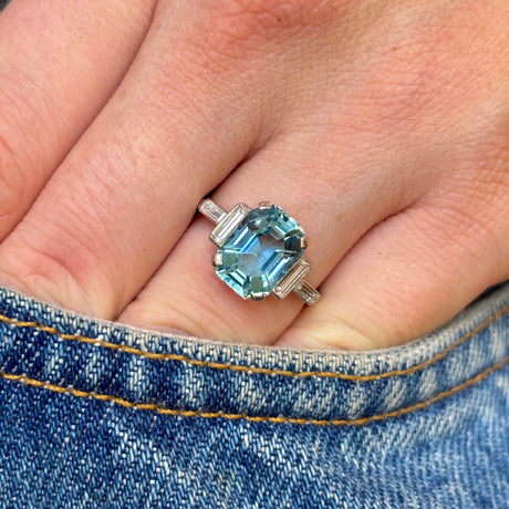 Vintage, Art Deco, 1920s, aquamarine & diamond ring by Garrard