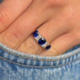 Antique, Victorian sapphire & diamond half-hoop ring