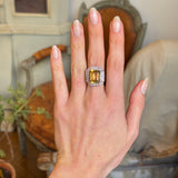 Vintage, 1980s French citrine & diamond cluster cocktail ring