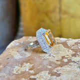 Vintage, 1980s French citrine & diamond cluster cocktail ring