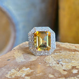 Vintage, 1980s French citrine & diamond cluster cocktail ring