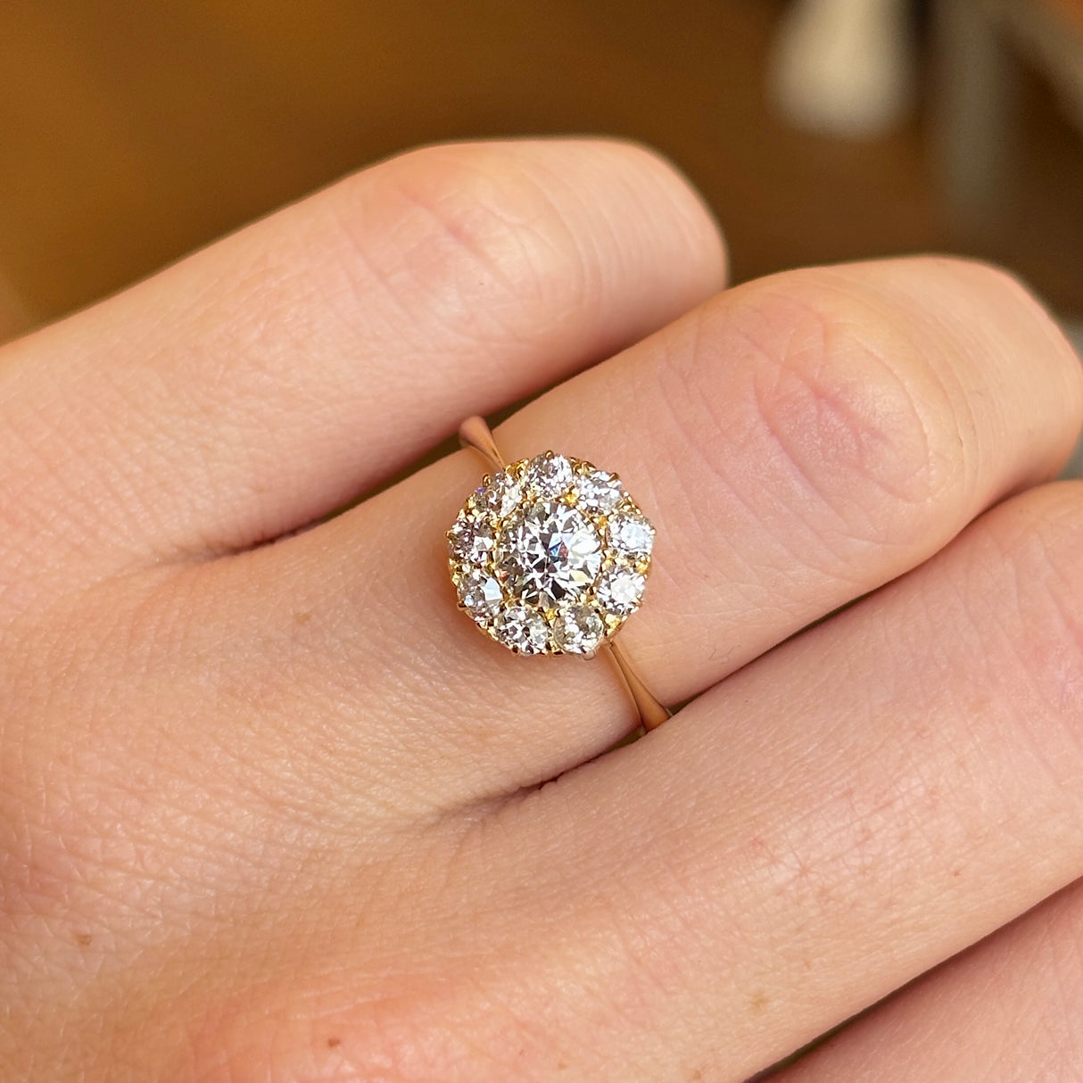 Antique, Edwardian diamond cluster ring