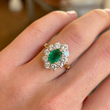 Vintage, 1990s emerald & diamond cluster ring