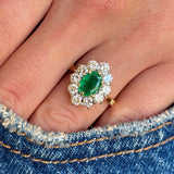 Vintage, 1990s emerald & diamond cluster ring
