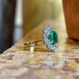 Vintage, 1990s emerald & diamond cluster ring