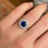 Antique, Edwardian sapphire & diamond cluster ring