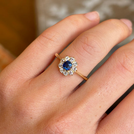 Antique, Edwardian sapphire & diamond cluster ring