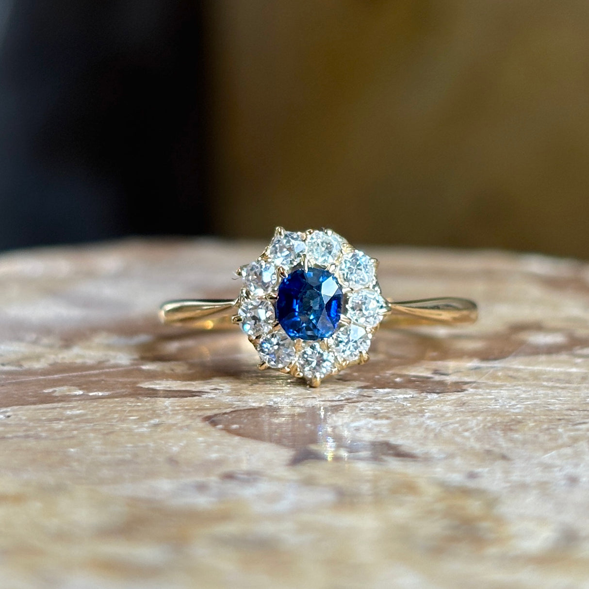 Antique, Edwardian sapphire & diamond cluster ring