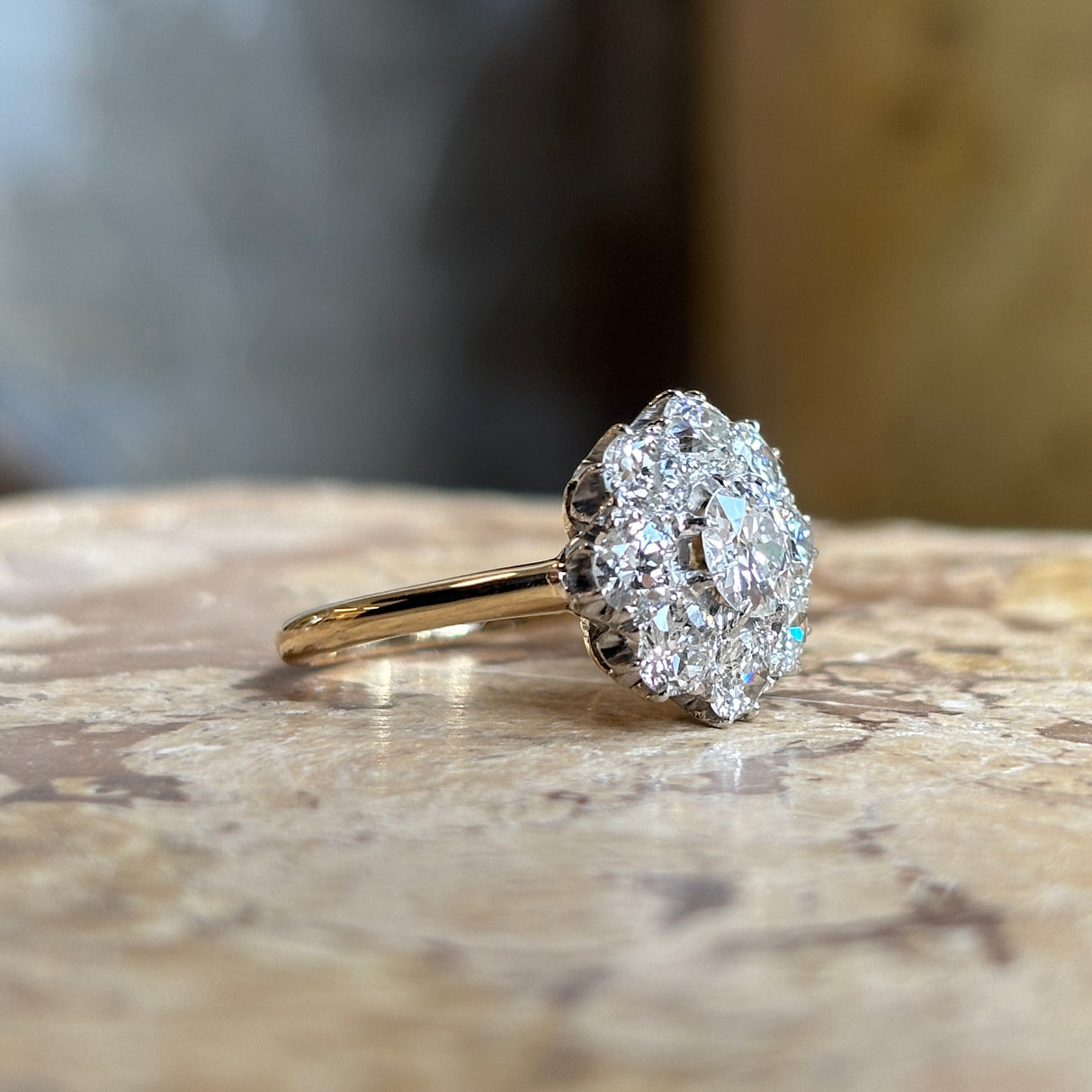 Vintage, 1930s diamond cluster engagement ring