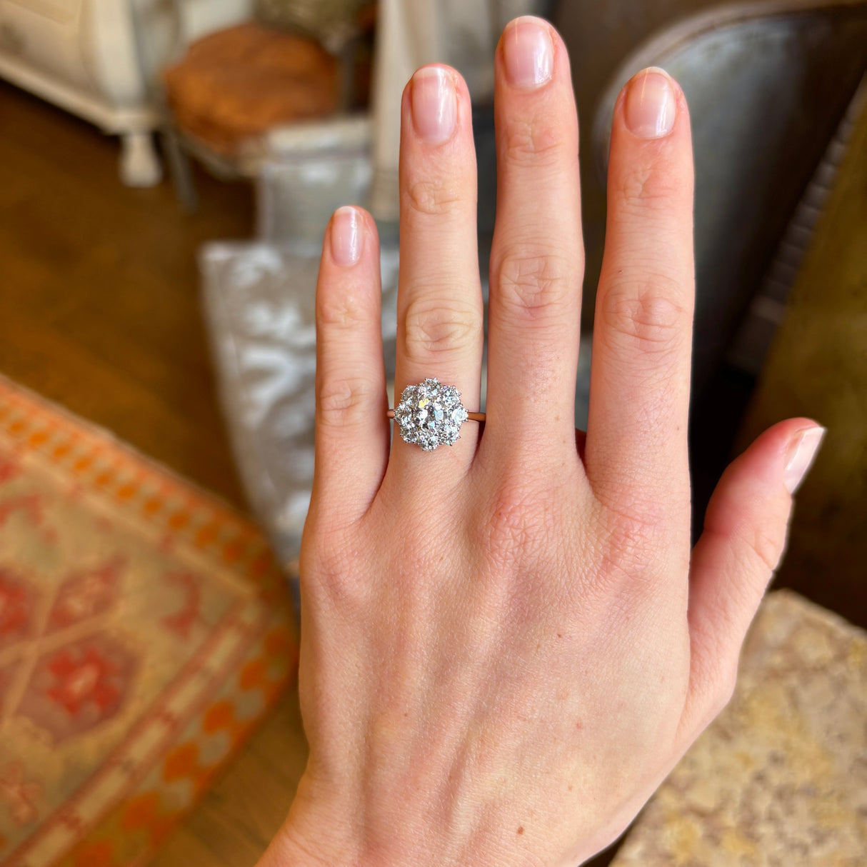 Vintage, 1930s diamond cluster engagement ring