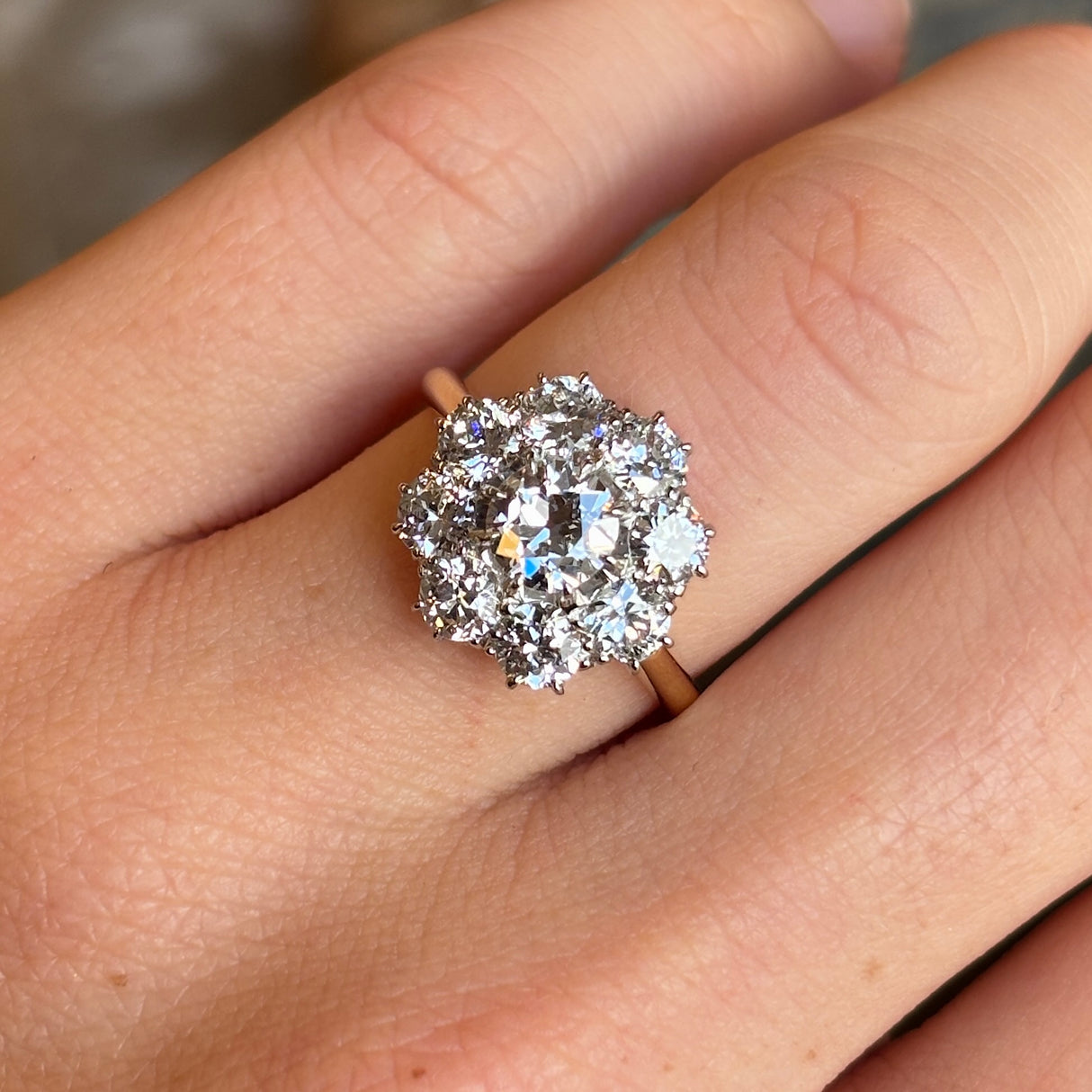 Vintage, 1930s diamond cluster engagement ring