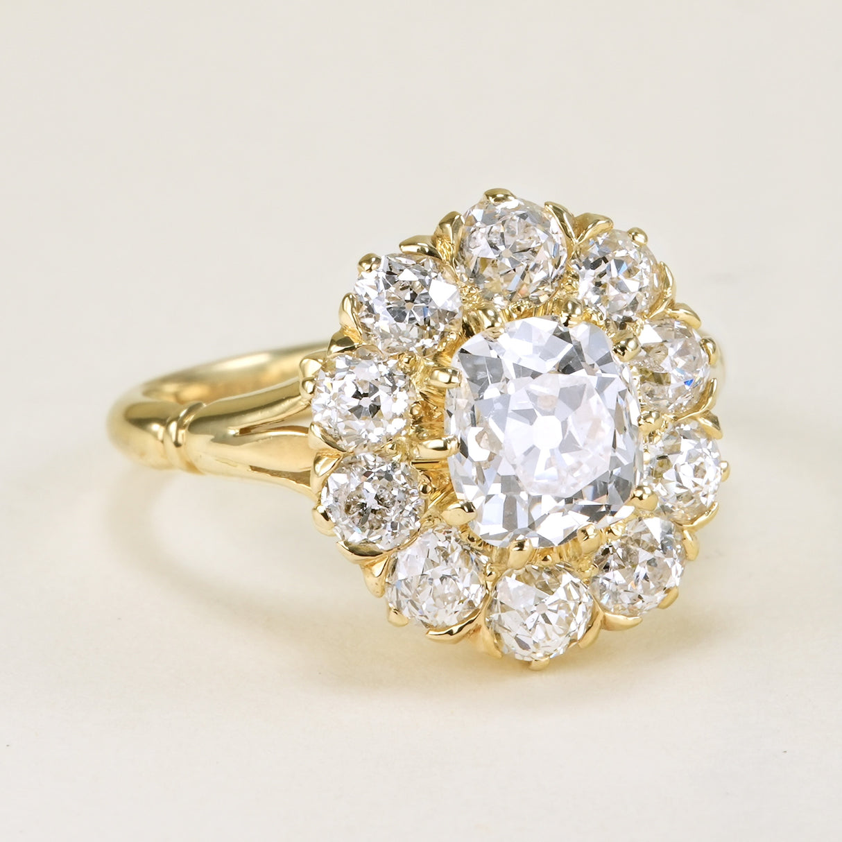 Antique, Edwardian old-cut diamond cluster engagement ring