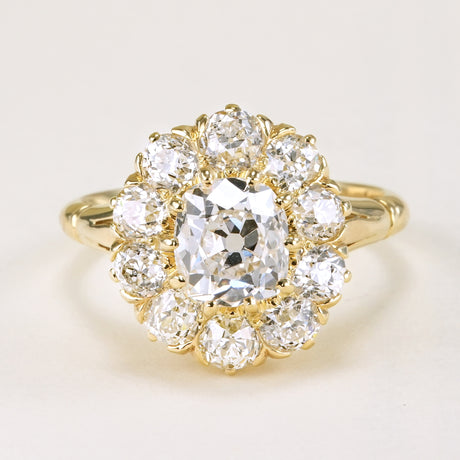 Antique, Edwardian old-cut diamond cluster engagement ring