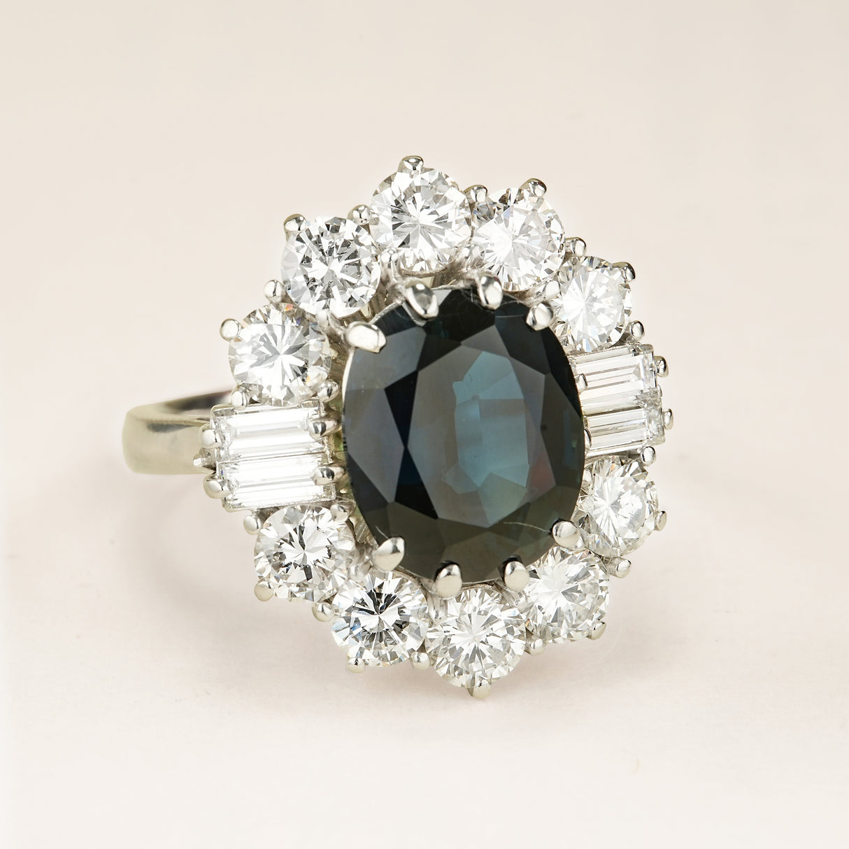 Vintage, 1960s sapphire & diamond cluster cocktail ring