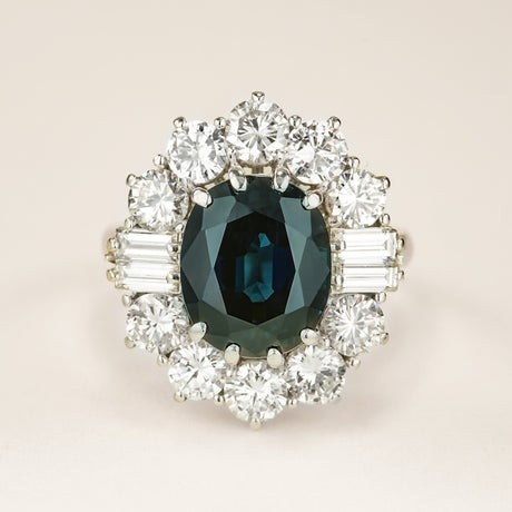 Vintage, 1960s sapphire & diamond cluster cocktail ring