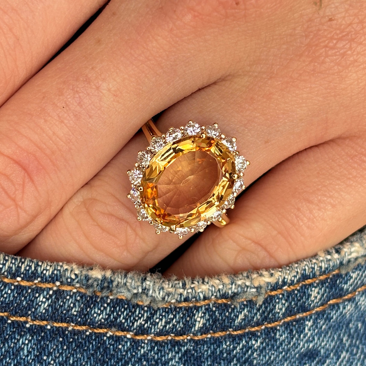 Vintage, 1960s topaz & diamond cluster ring