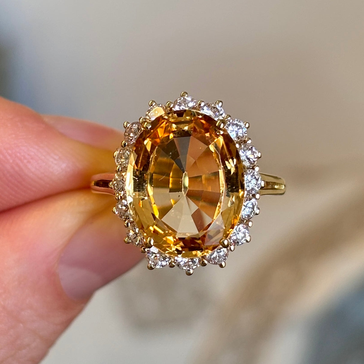 Vintage, 1960s topaz & diamond cluster ring