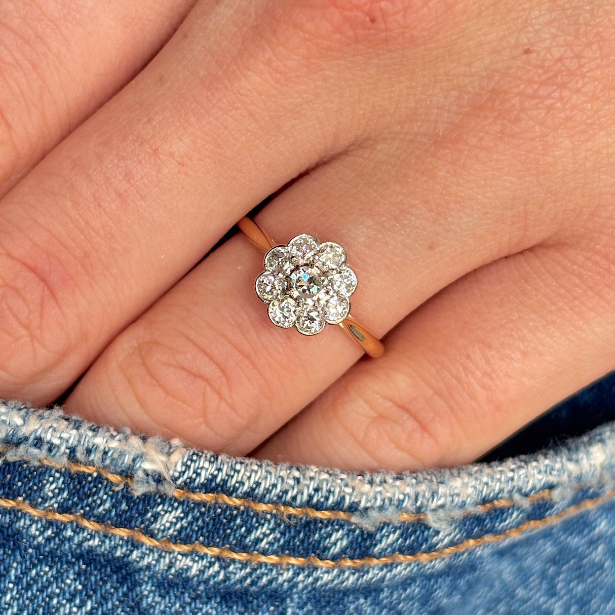 Antique, Edwardian diamond daisy cluster ring