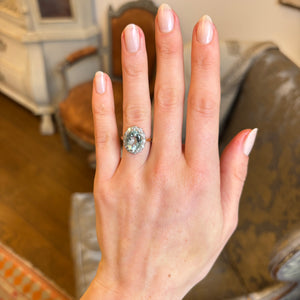 Antique, Edwardian aquamarine & diamond cluster ring