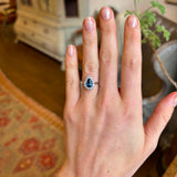 Pear-cut sapphire & diamond cluster ring