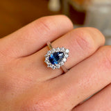 Pear-cut sapphire & diamond cluster ring