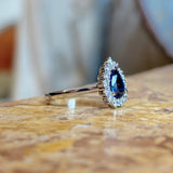 Pear-cut sapphire & diamond cluster ring
