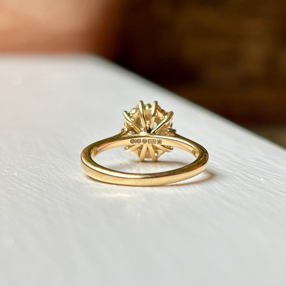 Octagon shape teal sapphire & diamond cluster ring