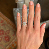 Tinted yellow 1.01ct diamond cluster engagement ring