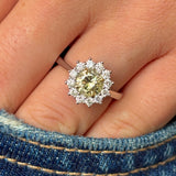 Tinted yellow 1.01ct diamond cluster engagement ring