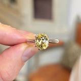 19th century old cushion-cut yellow sapphire ring