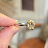 19th century old cushion-cut yellow sapphire ring