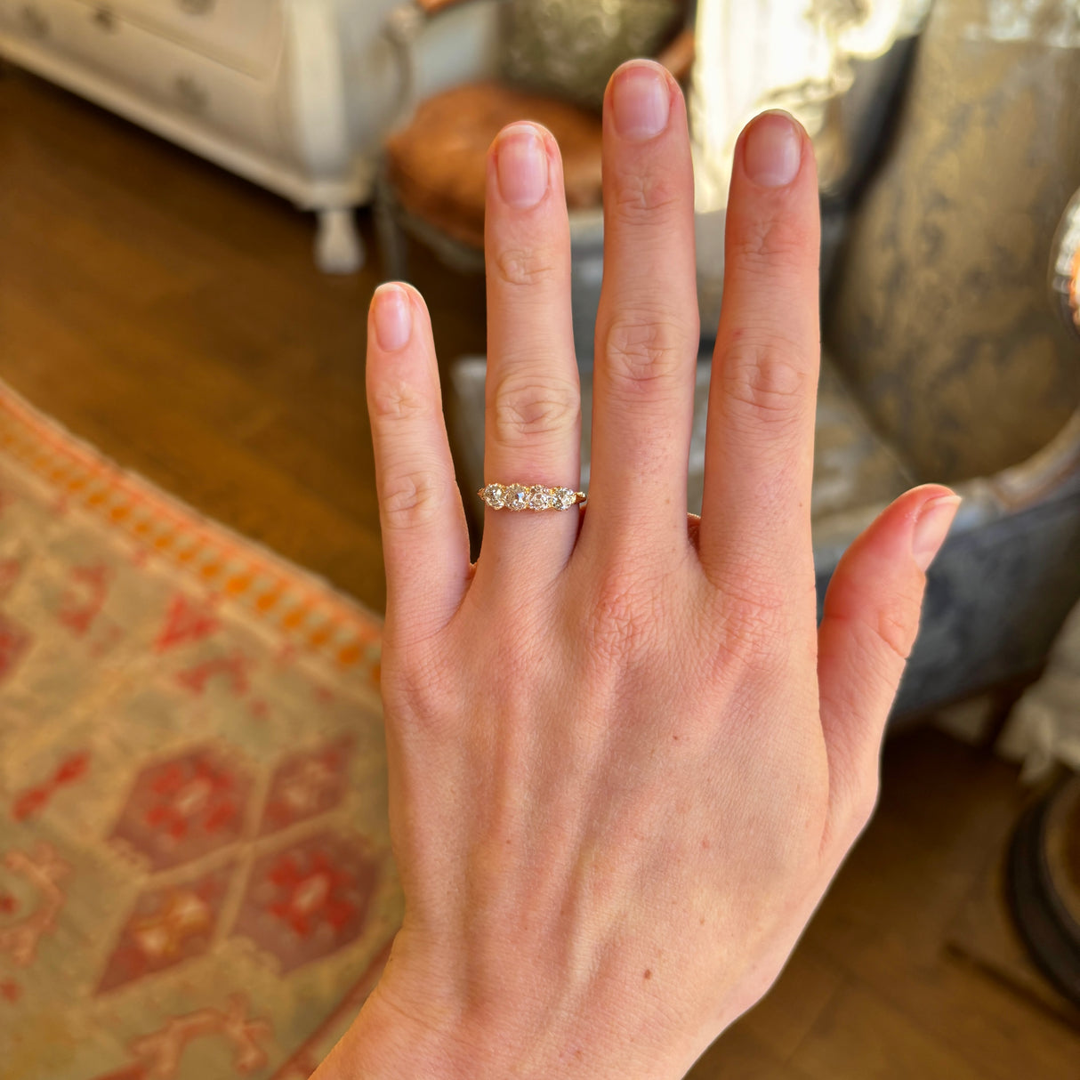 Antique, Edwardian diamond half-hoop ring