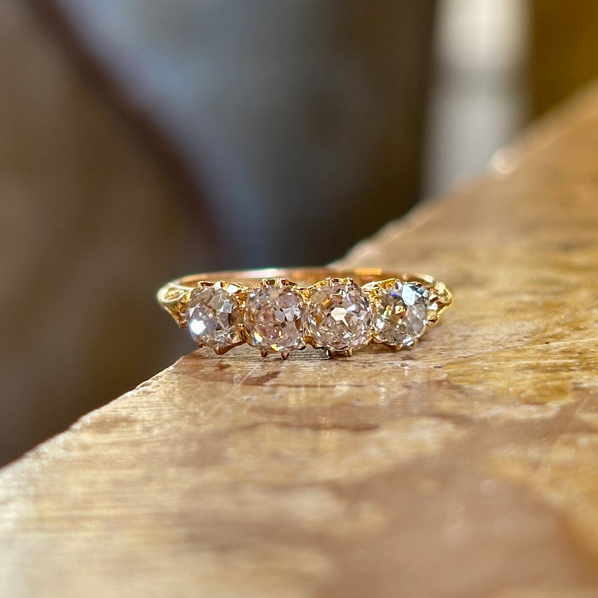 Antique, Edwardian diamond half-hoop ring